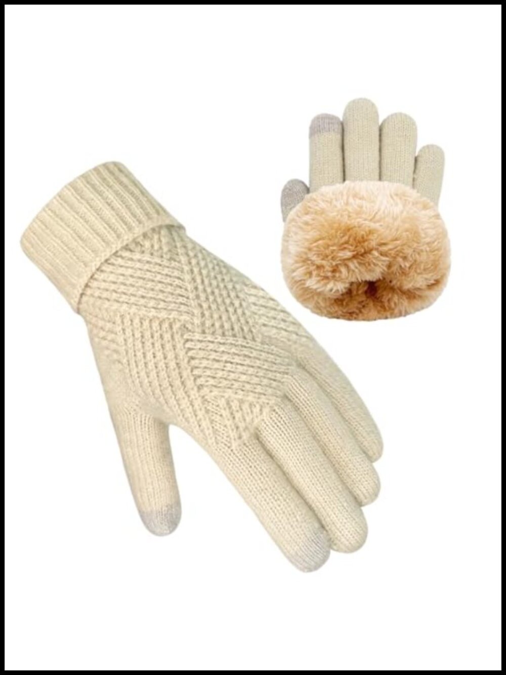 Winter Wool Gloves Women Elastic Thermal Knit Fleece Warm Touch Screen